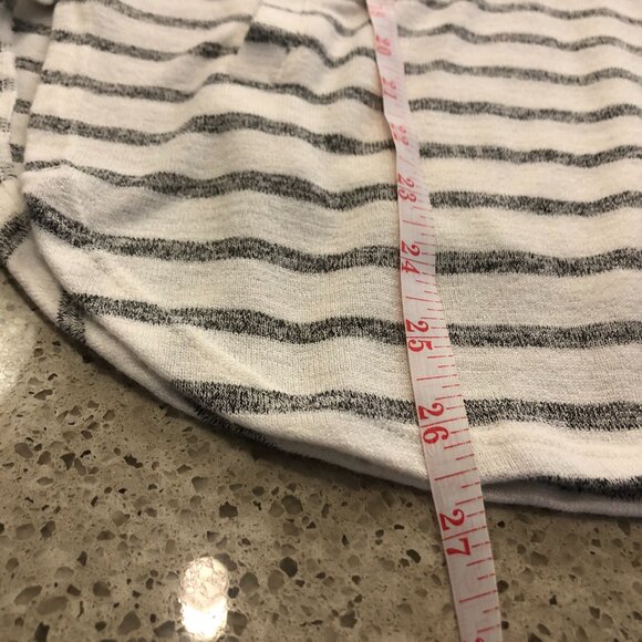 Banana Republic Hoodie Stripe Sweatshirt Kangaroo Pocket White & Grey Pullover - Picture 15 of 15